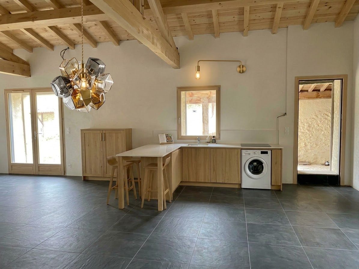 Représentation du projet : la cuisine ouverte de l’appartement ouest