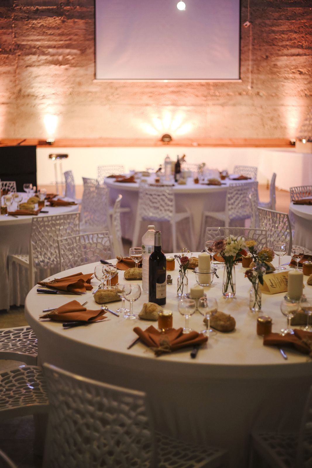 A wedding table laid in the hall