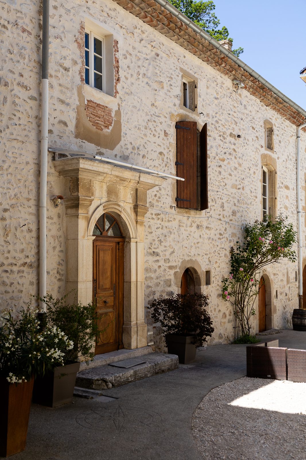 The château’s front door and its carved surround