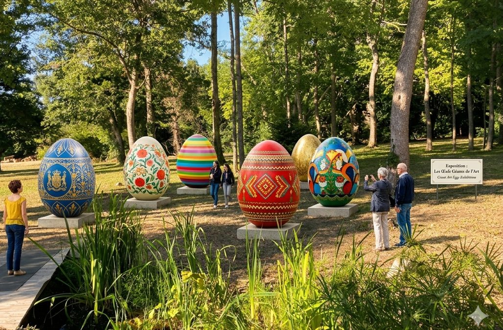 Une exposition d’œufs géants dans le parc