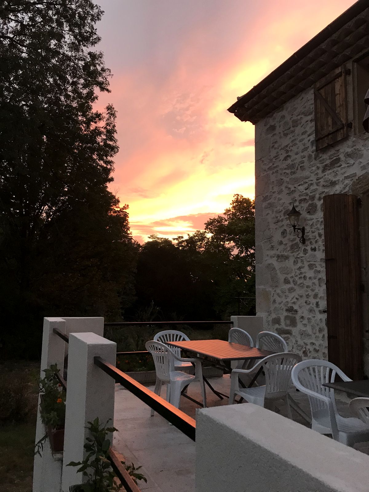 The terrace at sunset
