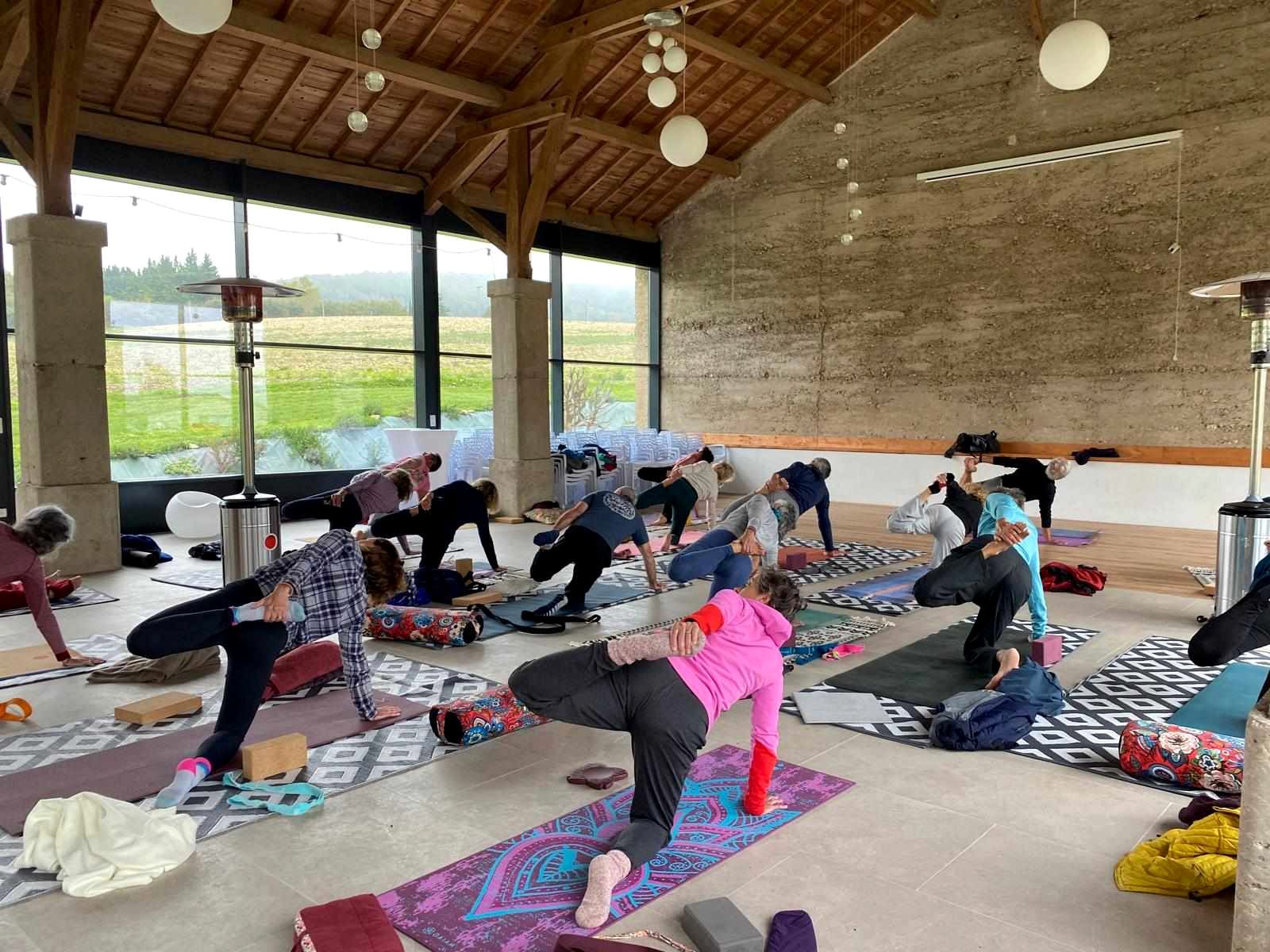 Un cours de yoga dans la salle